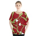 Mistletoe Christmas Texture Advent Batwing Chiffon Blouse View1