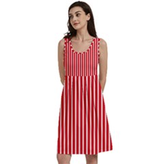 Strip Red White Pattern Classic Skater Dress by Loisa77