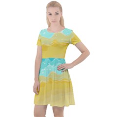 Abstract Background Beach Coast Cap Sleeve Velour Dress  by anzea