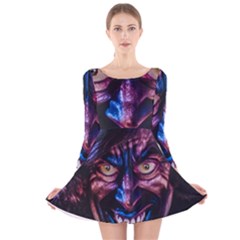 Shadow Madness (ai) Long Sleeve Velvet Skater Dress by dflcprintsclothing