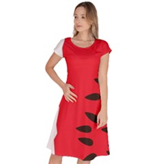 Watermelon Black Green Melon Red Classic Short Sleeve Dress by Cemarart