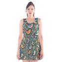 Birds Pattern Flowers Whimsical Scoop Neck Skater Dress View1