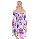 Flowers Petals Pineapples Fruit Off Shoulder Skater Dress View1