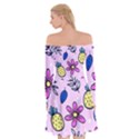 Flowers Petals Pineapples Fruit Off Shoulder Skater Dress View2