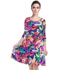 Colorful Candy Texture, Close-up Quarter Sleeve Waist Band Dress by kyorashop23