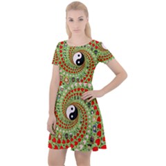 Love Avatars Characters Roles Yin Yang Cap Sleeve Velour Dress  by Paksenen