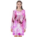 Pink Abstract Lineart Long Sleeve Chiffon Shift Dress  View1