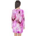 Pink Abstract Lineart Long Sleeve Chiffon Shift Dress  View2