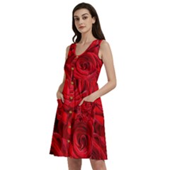 Red Roses , Flowers, Red Roses Sleeveless Dress With Pocket by kyorashop23