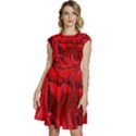 Red Roses , Flowers, Red Roses Cap Sleeve High Waist Dress View1