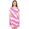 White Pink Stripes, Pattern Inside Out Cap Sleeve Dress View1