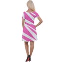 White Pink Stripes, Pattern Cap Sleeve Velour Dress  View2