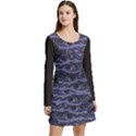 Aliens Entrails – Dark Blue Print Pattern Design Long Sleeve Velour Skater Dress View3