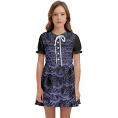 Aliens Entrails – Dark Blue Print Pattern Design Kids  Sweet Collar Dress by dflcprintsclothing