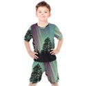 Silhouette Of Aurora Borealis Kids  T-Shirt and Shorts Set View1