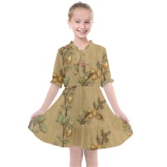 Flowers, Branches, Desenho, Edge, Leaves Kids  All Frills Chiffon Dress by kyorashop23