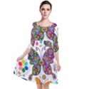 Butterflies, Abstract, Colorful, Floral, Flowers Quarter Sleeve Waist Band Dress View1