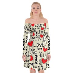 Love Abstract Background Love Textures Off Shoulder Skater Dress by kyorashop23