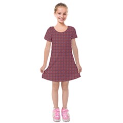 Brown Red Dot Pattern Kids  Short Sleeve Velvet Dress by ytdream