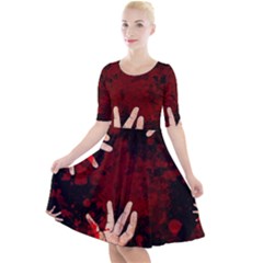 Horror Themed Bloody Hands Quarter Sleeve A-line Dress by ExtraAwesomeSauce