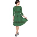 Green Diamond Grid Pattern Quarter Sleeve Waist Band Dress View2