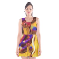 Vibrant Forked-tongue Snake Art Scoop Neck Skater Dress by ExtraAwesomeSauce