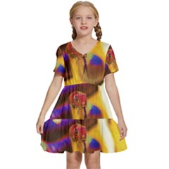 Vibrant Forked-tongue Snake Art Kids  Short Sleeve Tiered Mini Dress by ExtraAwesomeSauce