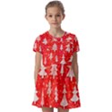 White And Red Trees, Adoxali, Christmas Kids  Short Sleeve Pinafore Style Dress View1