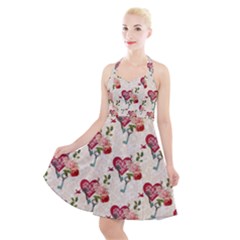 Key To The Heart Halter Party Swing Dress  by ConteMonfrey