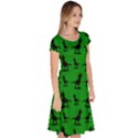 Dinos on a green background Classic Short Sleeve Dress View3