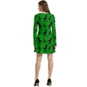 Dinos on a green background Long Sleeve Velour Skater Dress View4