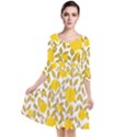 Yellow Flowers Roses On The Wall Lemons Quarter Sleeve Waist Band Dress View1