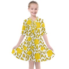 Yellow Flowers Roses On The Wall Lemons Kids  All Frills Chiffon Dress by ConteMonfrey