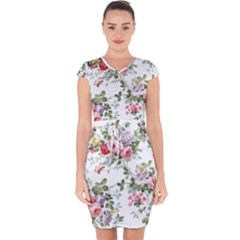 Floral Elements Peony Chinese Rose Capsleeve Drawstring Dress  by Grandong