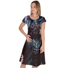 Cyberpunk Demon Samurai Classic Short Sleeve Dress by AwesomeSauce