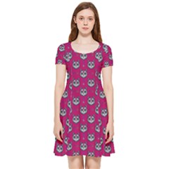 Calavera Cat Art Pattern Inside Out Cap Sleeve Dress by ExtraGoodSauce