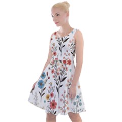 Flowers Design Floral Knee Length Skater Dress by Posterlux