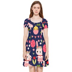 Bunny - Easter Pattern Inside Out Cap Sleeve Dress by kyorashop23