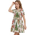 Christmas Texture, Pattern, Red, Tree, Craciun, Green, Christmas Kids  Bow Tie Puff Sleeve Dress View3