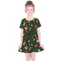 Texture, Pattern, Red, Craciun, Christmas, Hat, Santa, Green Kids  Simple Cotton Dress View1