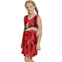 Watermelon, Fruit, Green, Red Kids  Sleeveless Tiered Mini Dress View2