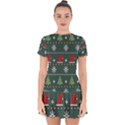 Beautiful Knitted Christmas Pattern Drop Hem Mini Chiffon Dress View1