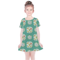 Retro 1960s Flowers Pattern 2 Kids  Simple Cotton Dress by violetheavensky