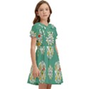 Retro 1960s Flowers Pattern 2 Kids  Bow Tie Puff Sleeve Dress View2