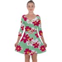 Retro 1960s Flowers Pattern Quarter Sleeve Skater Dress View1