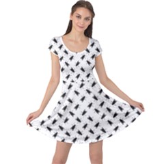 Fly Phot Motif Seamless Black And White Pattern Cap Sleeve Dress by dflcprintsclothing