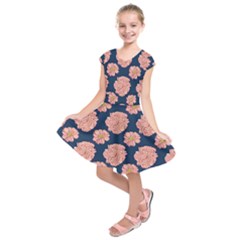 Retro 1880s Flowers Pattern 16 Kids  Short Sleeve Dress by violetheavensky