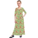 Retro 1880s Flowers Pattern 17 Kids  Quarter Sleeve Maxi Dress View1