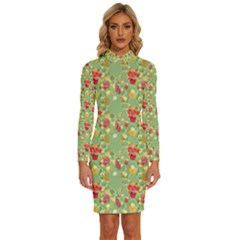 Retro 1880s Flowers Pattern 17 Long Sleeve Shirt Collar Bodycon Dress by violetheavensky