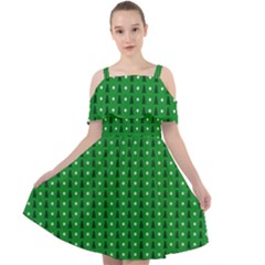 Green Christmas Tree Pattern Background Cut Out Shoulders Dress by Paksenen